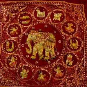 hand embroidered burmese zodiac tapestry- one of a kind!